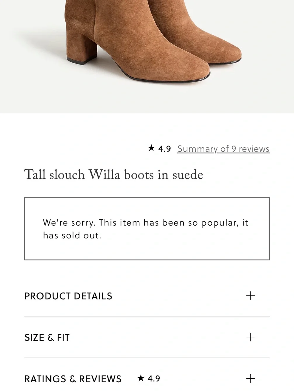 J.Crew Willa Tall Slouch Suede Boots Walnut 8.5 AQ757